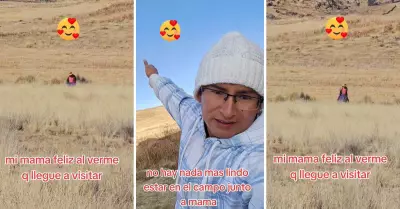 Joven sorprendi a su mam que vive en el campo.