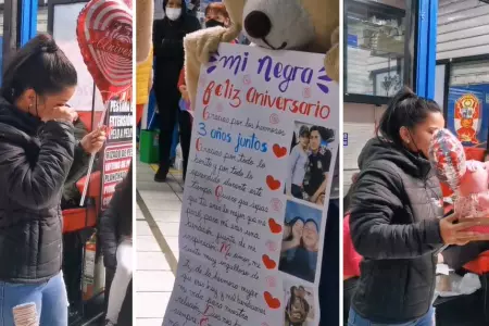 Venezolana recibe romántica sorpresa de su novio peruano.