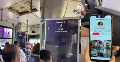 Chofer coloca un anuncio con su cuenta de TikTok en bus.