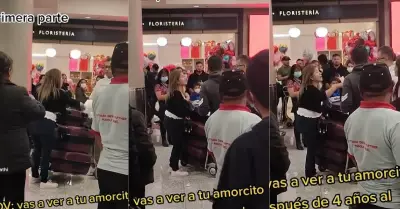 Mujer encuentra a su esposo con su amante en aeropuerto