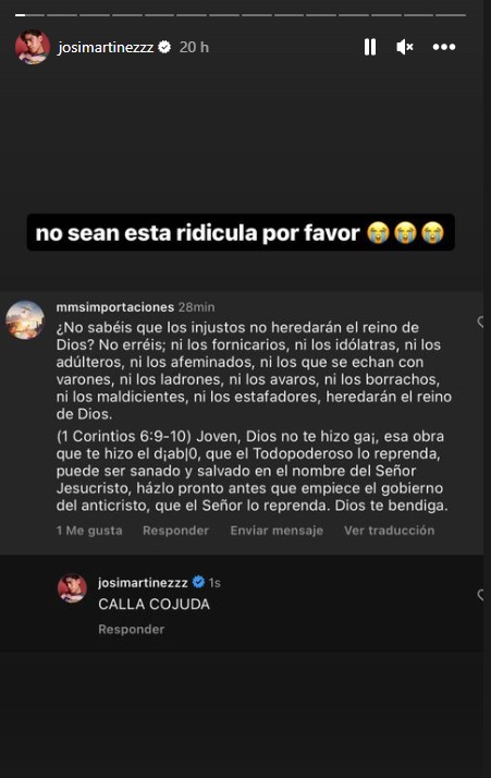 Josi Martnez le responde a seguidora.