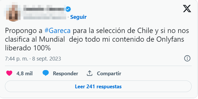 Modelo chilena pide ver a Ricardo Gareca como DT de su seleccin.