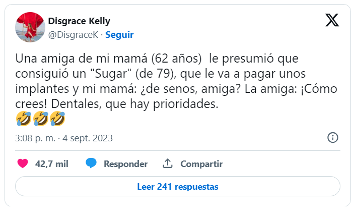 Mujer de 62 aos presume sugar daddy que paga sus implantes.