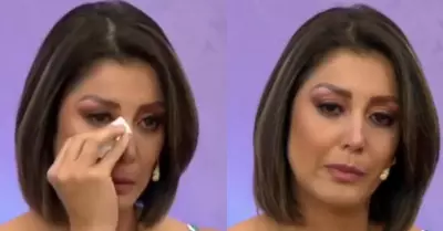 Karla Tarazona derram lgrimas durante la emisin de su programa.