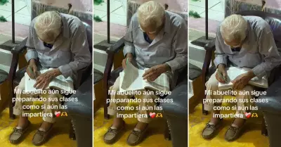 Abuelito prepara y repasa sus clases como si an fuera docente.