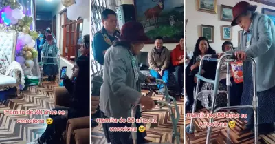 Hijos sorprenden con serenata y huayno a su madre de 88 aos.