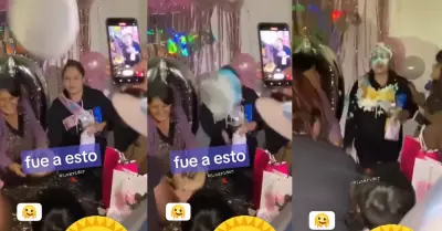 Cumpleaera recibo tortazo a larga distancia