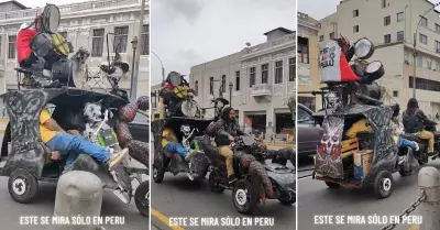 Peruano sorprende al manejar mototaxi al estilo de Mad Max.