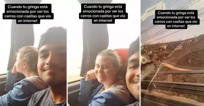 Joven suiza sorprendida al ver casas en los cerros de Lima.