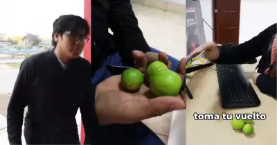 Joven paga academia con limones y le dan vuelto.