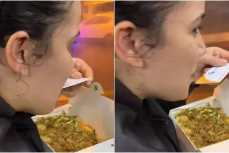 Joven sorprende al comer arroz chaufa con tarjeta de Metropolitano como cubierto