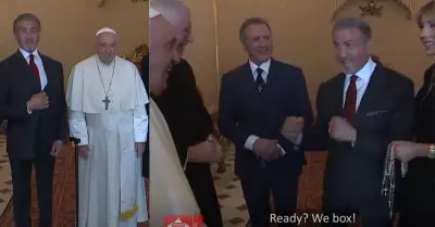 Papa Francisco y Sylvester Stallone en el Vaticano.