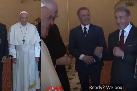 Papa Francisco y Sylvester Stallone en el Vaticano.