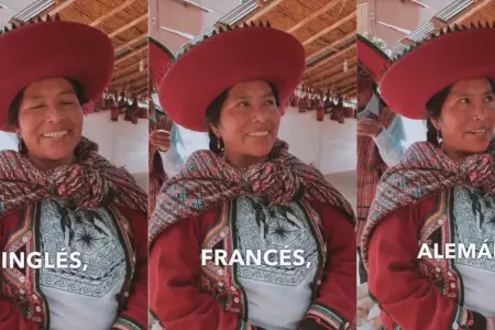 Mujer tejedora cusquea habla cinco idiomas.
