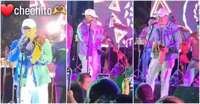 Chechito recibe inusuales regalos durante concierto en Nazca