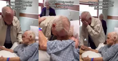 Abuelito rompe en llanto tras dar el ltimo abrazo a su hermano.