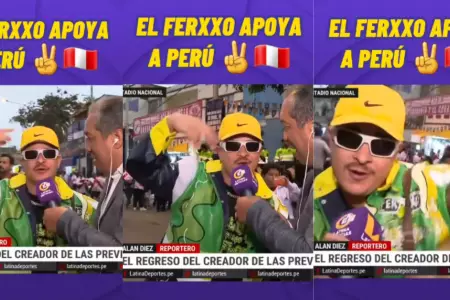 Ferxxo peruano es entrevistado por reportero antes del Per vs. Brasil.