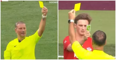 Jugador responde a tarjeta amarilla del árbitro con una carta del juego UNO