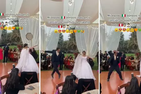 Novio italiano sorprendi a todos con sus mejores pasos de baile.