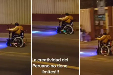 Hombre acondiciona su silla de ruedas con un scooter elctrico.
