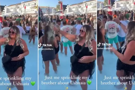 Mujer en Ibiza esparce las cenizas de su hermano.