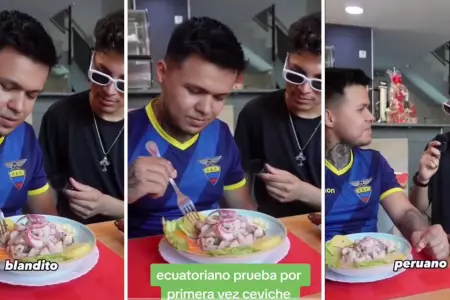 Ecuatoriano prueba ceviche peruano y dice que es el mejor.