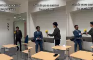 (Video) Estudiante universitario entrega flores amarillas a su profesor: "Pasar los parciales?"