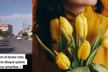 Joven seala que no tiene dinero para comprar flores amarillas.