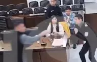 (VIDEO) ¡De terror! Recluso intentó acuchillar a fiscal en plena audiencia