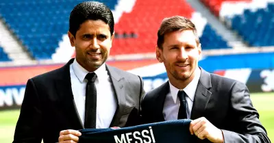 Nasser Al-Khelaifi y Lionel Messi.
