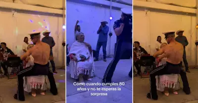 Abuelita emocionada con el show del stripper.