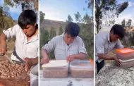(VIDEO) "¿Me estás retando?": Joven cusqueño sorprende preparando queso de chancho al aire libre