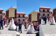 (Video) ¡Hermoso! Pareja de novios sorprende bailando morenada luego de su boda