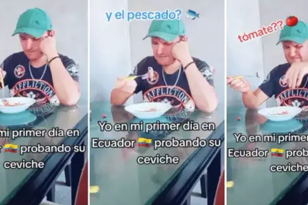 Peruano triste al probar ceviche en Ecuador y encontrar tomate.