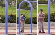 Abuelito columpia a sus perros en el parque y conmueve en redes sociales: "Los 'bebés' de casa"