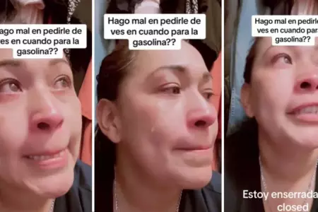 Mujer llora por discutir con su hijo al pedirle que pague la gasolina.