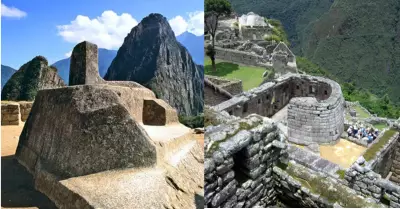 Intihuatana y templo del Sol en Machu Picchu.