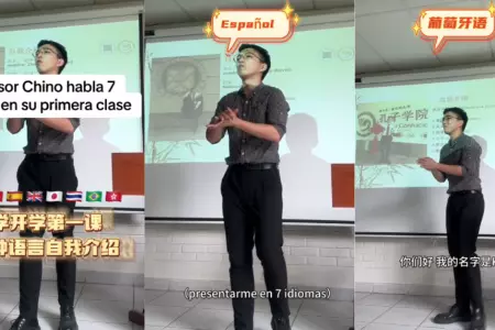 Profesor chino habla 7 idiomas en su primer da de dictado de clases.
