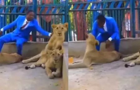 Pastor nigeriano demuestra su fe al entrar a jaula con leones.