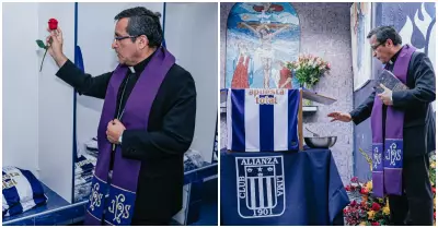 Alianza Lima bendice sus camisetas blanquimoradas