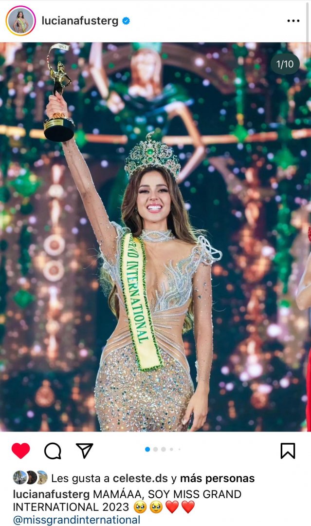 Luciana Fuster tras ganar el Miss Grand International