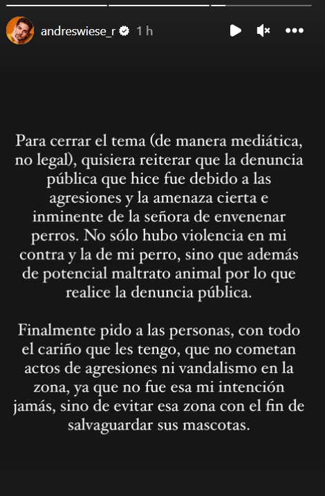 Andrés Wiese pide cero agresiones en la protesta en calle Alcanfores 1190.