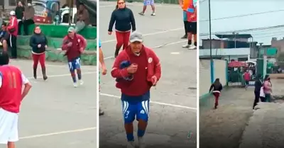 Hombre es perseguido por su esposa en plena pichanga.