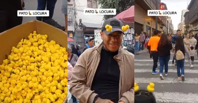 Personas en las calles del Centro de Lima 'viven' la 'pato locura'.