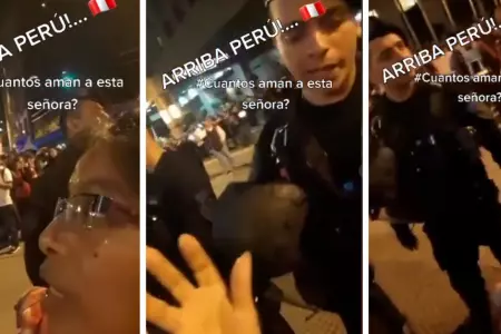 Peruana 'trolea' EN VIVO a un polica chileno durante el 'banderazo'.