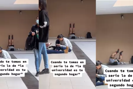 Estudiante sorprende con su forma de descansar en la universidad.