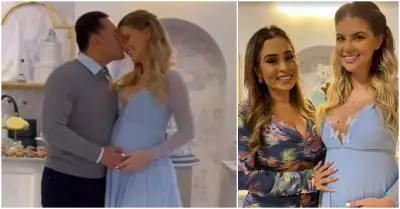 Brunella Horna y Richard Acua revelan el nombre de su beb en baby shower