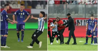 Nio burla a la seguridad y abraza a Lionel Messi