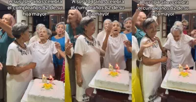 Anciana de 104 aos celebra cumpleaos de su hija de 82.