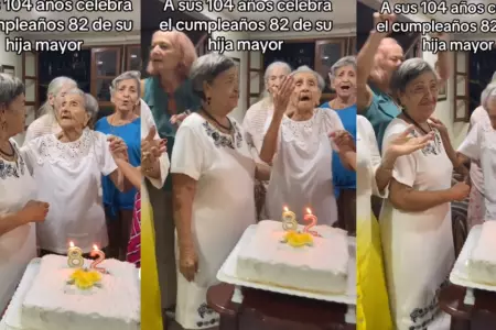 Anciana de 104 aos celebra cumpleaos de su hija de 82.